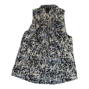 Valerie Bertinelli Linen‎ Blend Tie-Front Tank Top  Abstract Floral  Medium